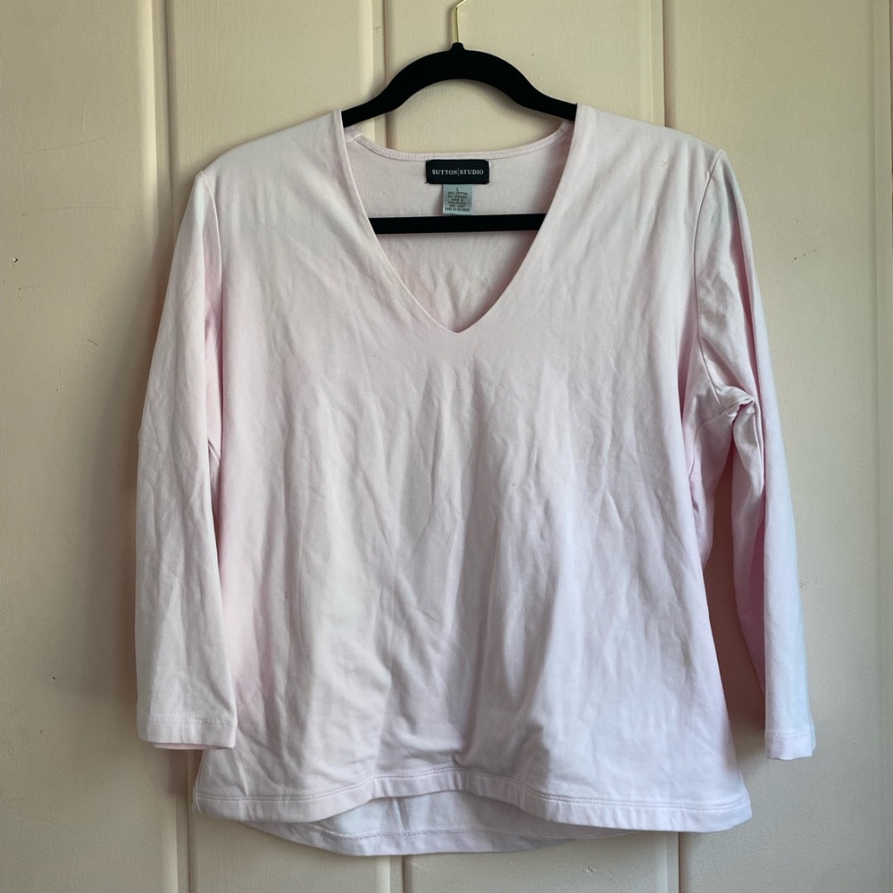 Sutton Studio Women's Light Pink Long Sleeve Top szL